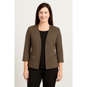 Chico’s Blazer Open Front Taupe Career preppy